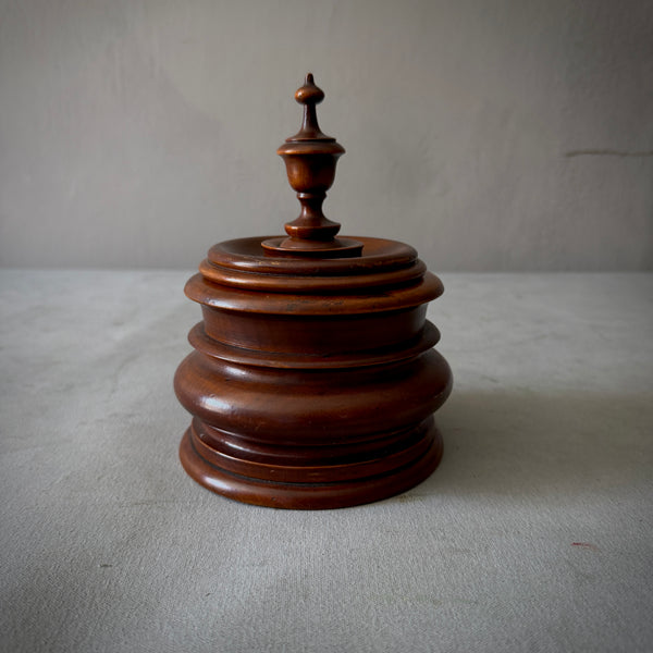 Small Dutch Fruitwood Tobacco Jar with Finial Lid