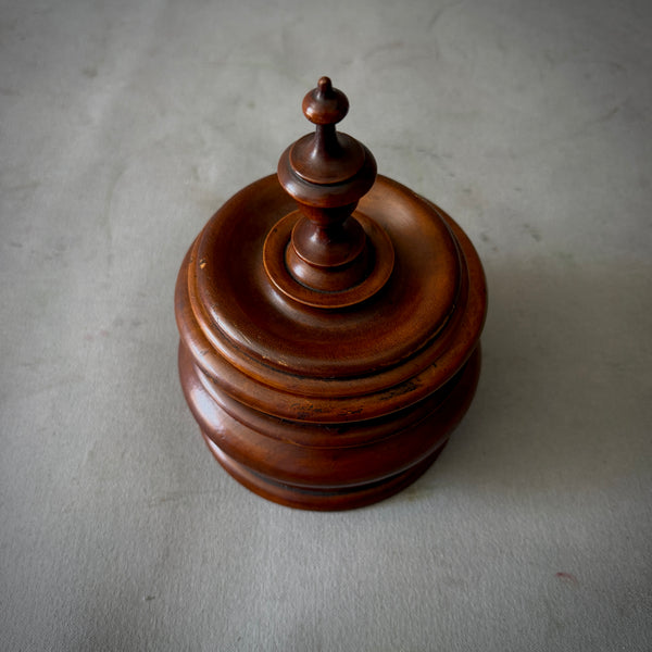 Small Dutch Fruitwood Tobacco Jar with Finial Lid