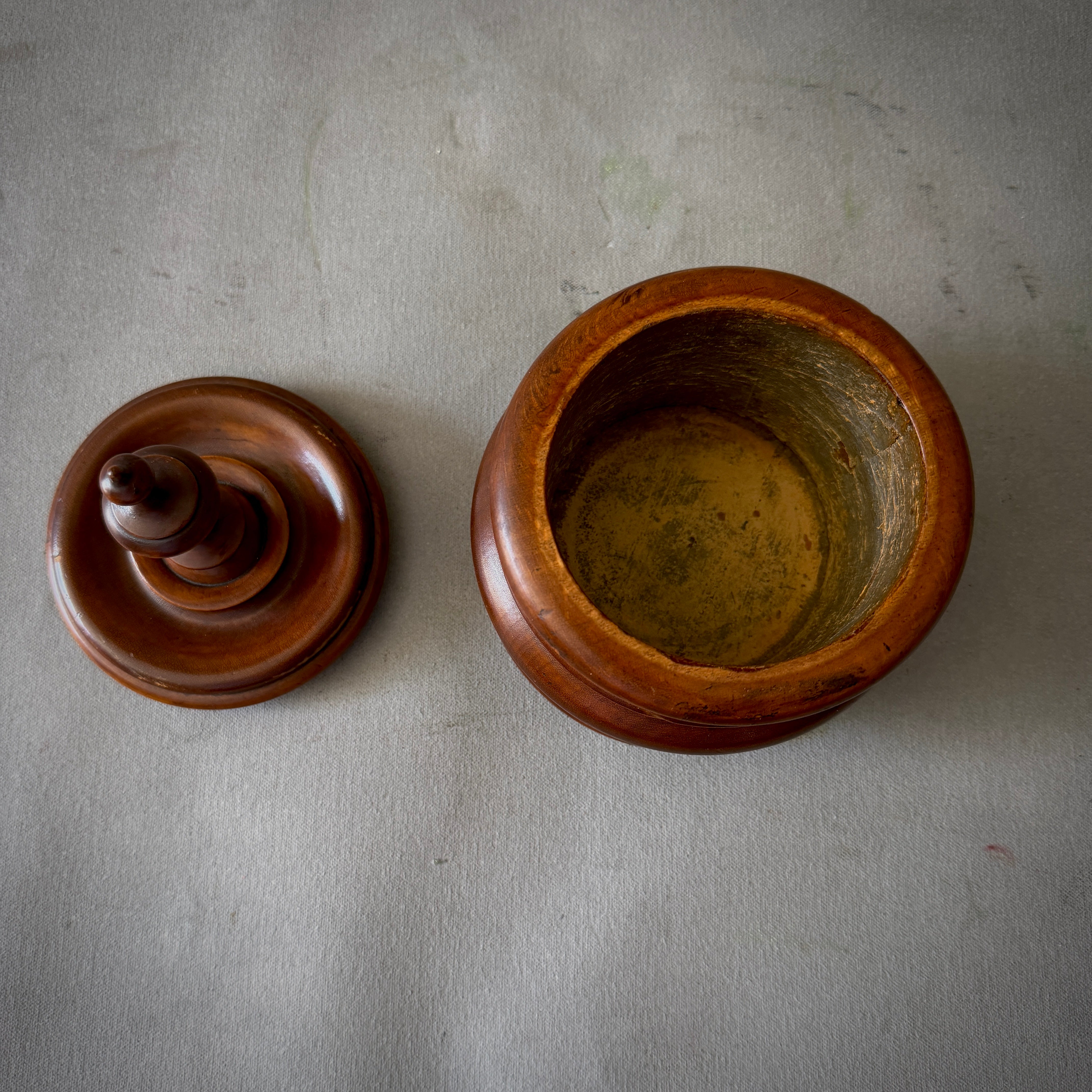 Small Dutch Fruitwood Tobacco Jar with Finial Lid