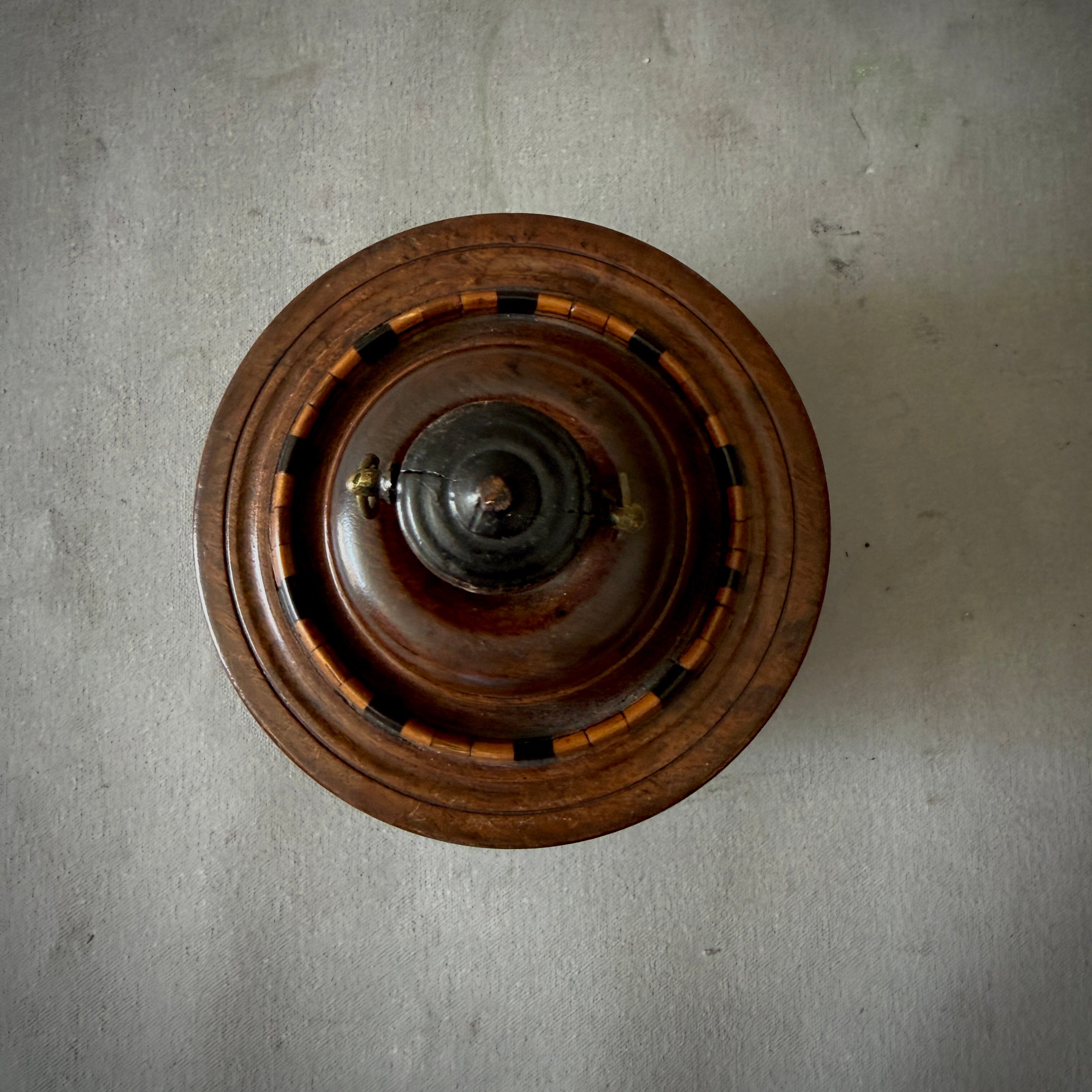 Barrel-Form Fruitwood Tobacco Jar on Bun Feet