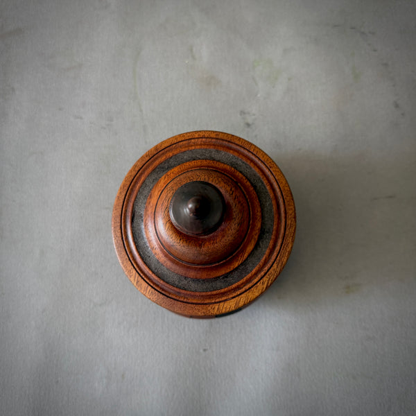 Turned Fruitwood Tobacco Jar with Ebonized Panels