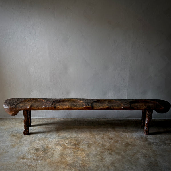 Brutalist Four Seater Carved Bench