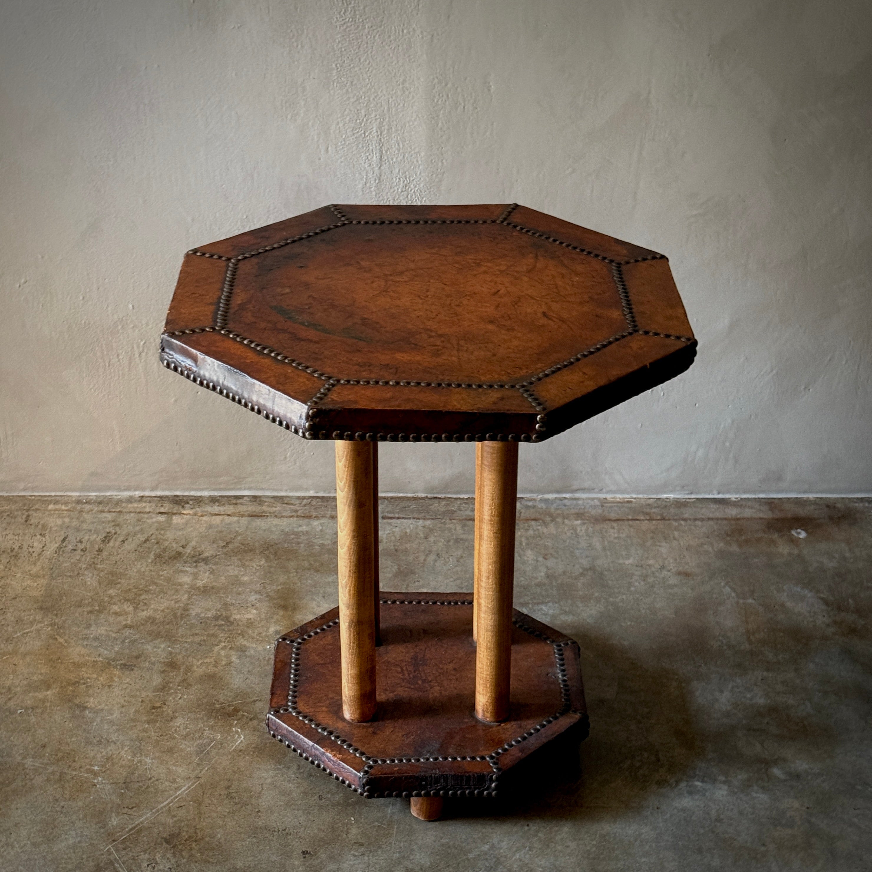 Leather Top Occasional Table
