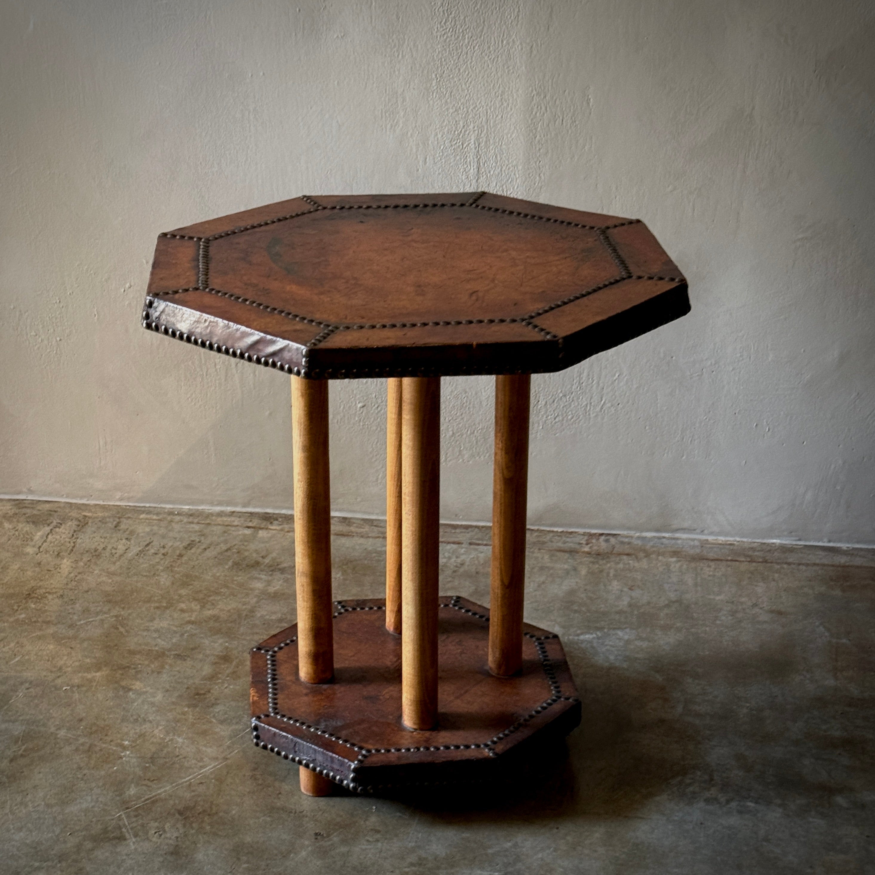 Leather Top Occasional Table