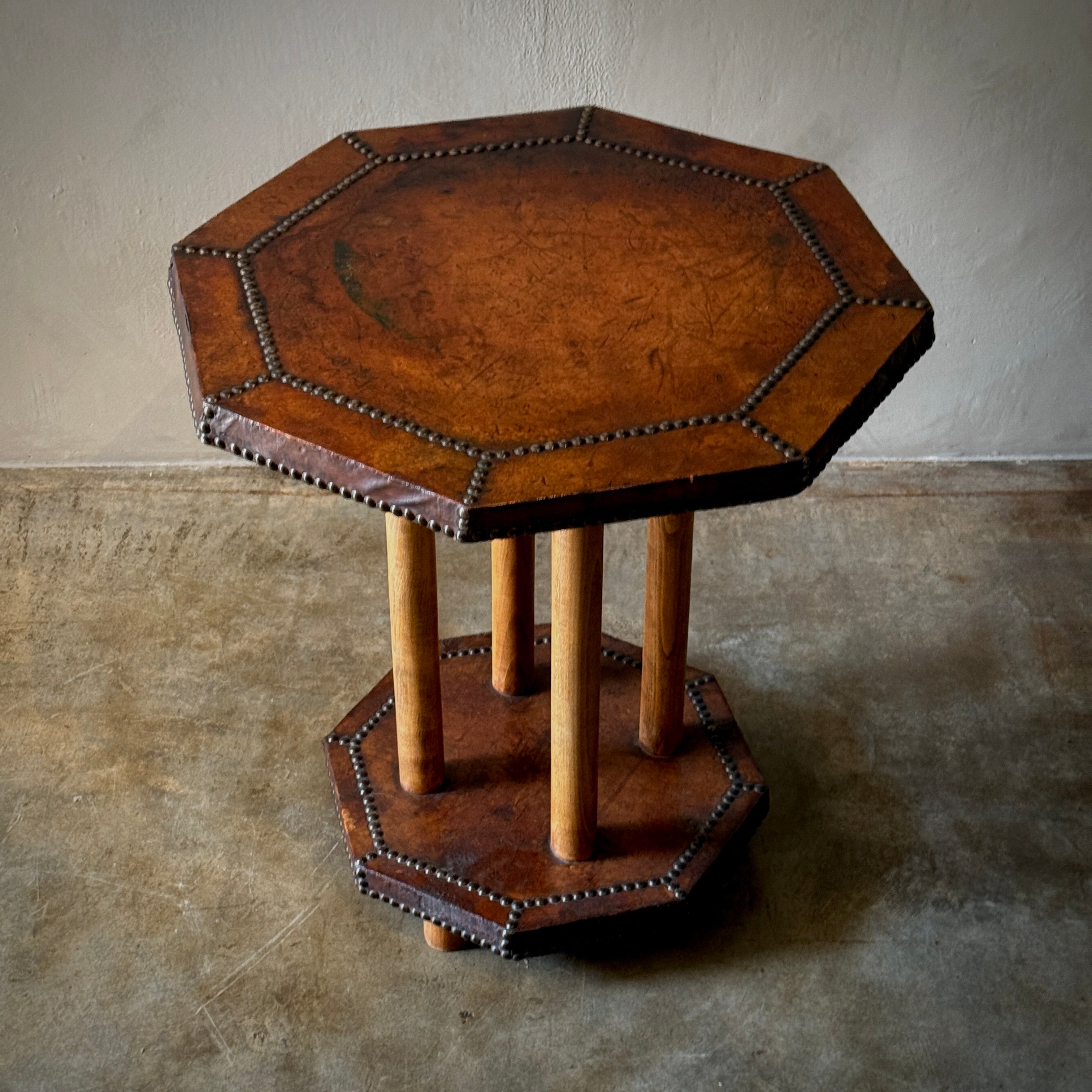 Leather Top Occasional Table