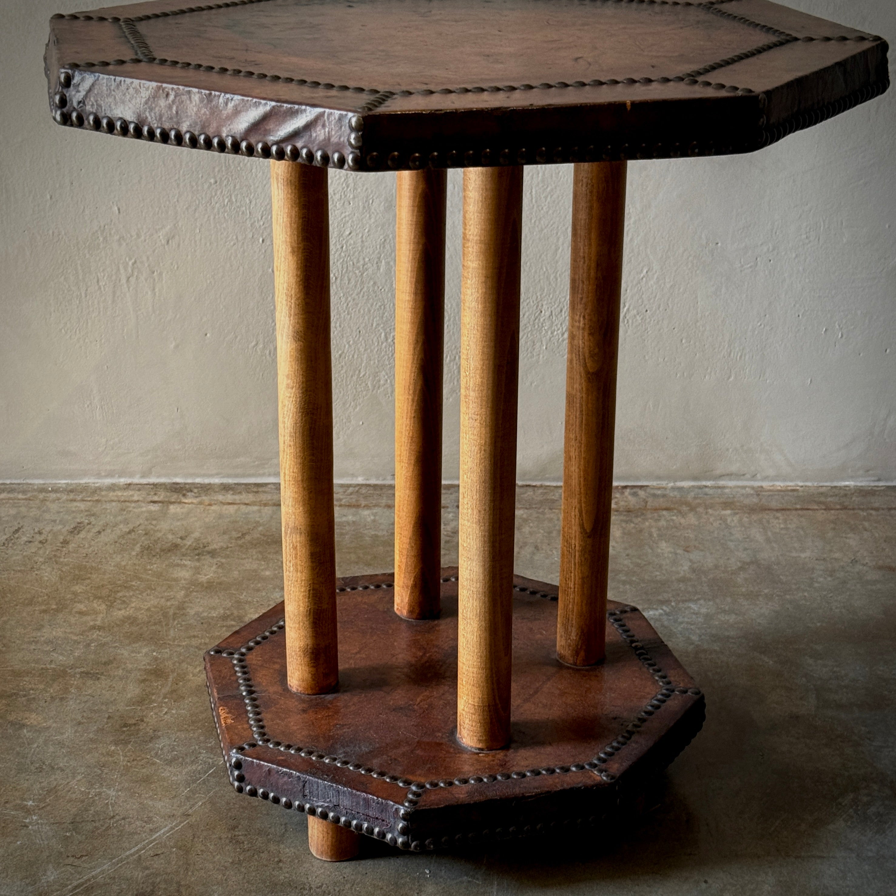 Leather Top Occasional Table