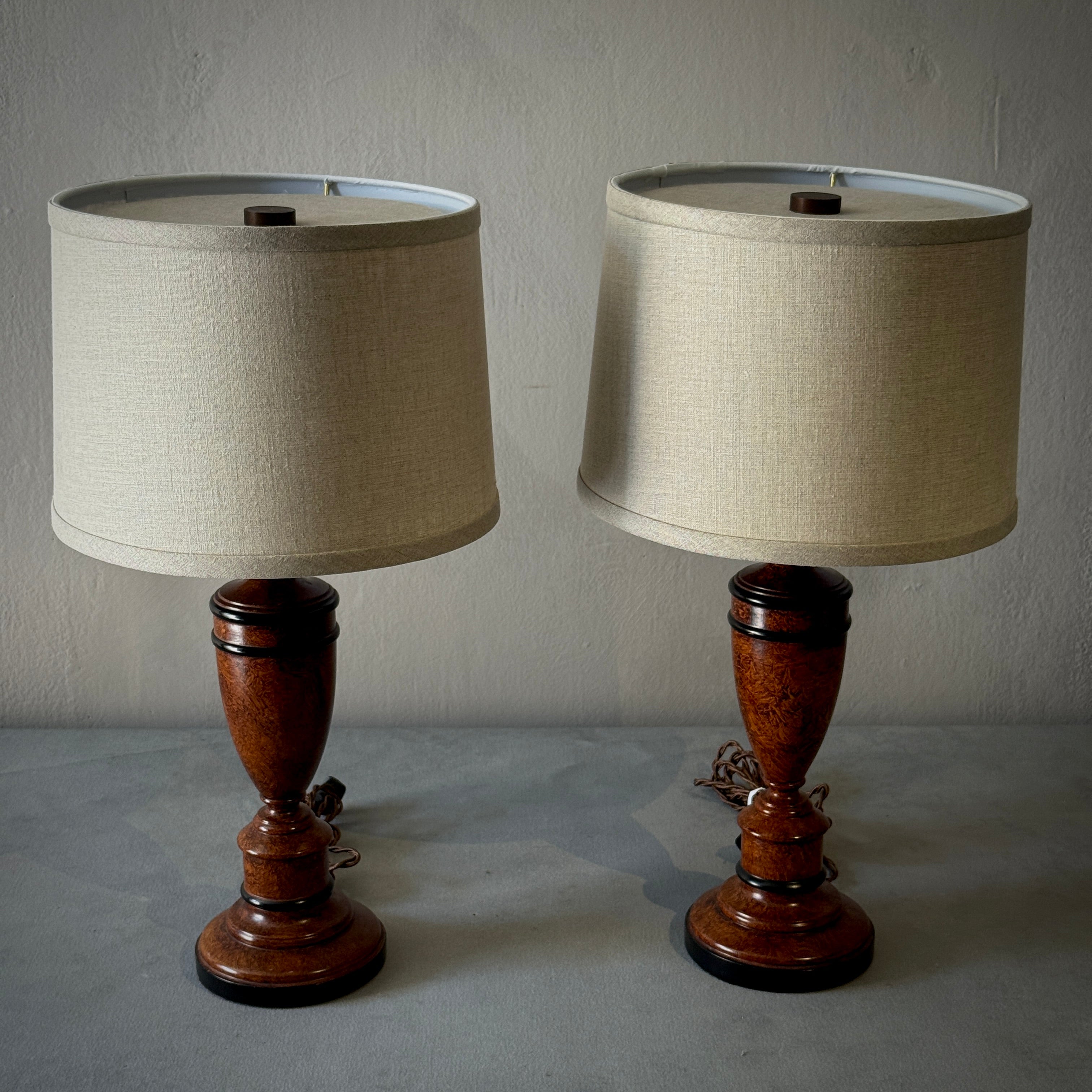Pair of Painted Wood Lamps