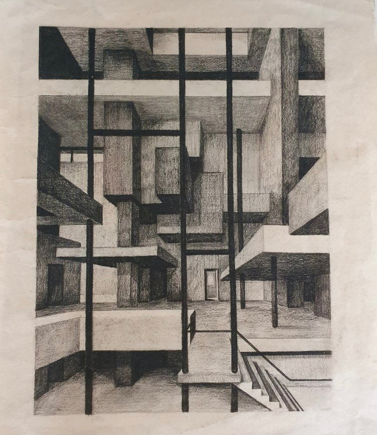 W. Schulze Architectural Charcoal Study