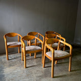 Set of Six Rainer Daumiller Pine Wood Arm Chairs