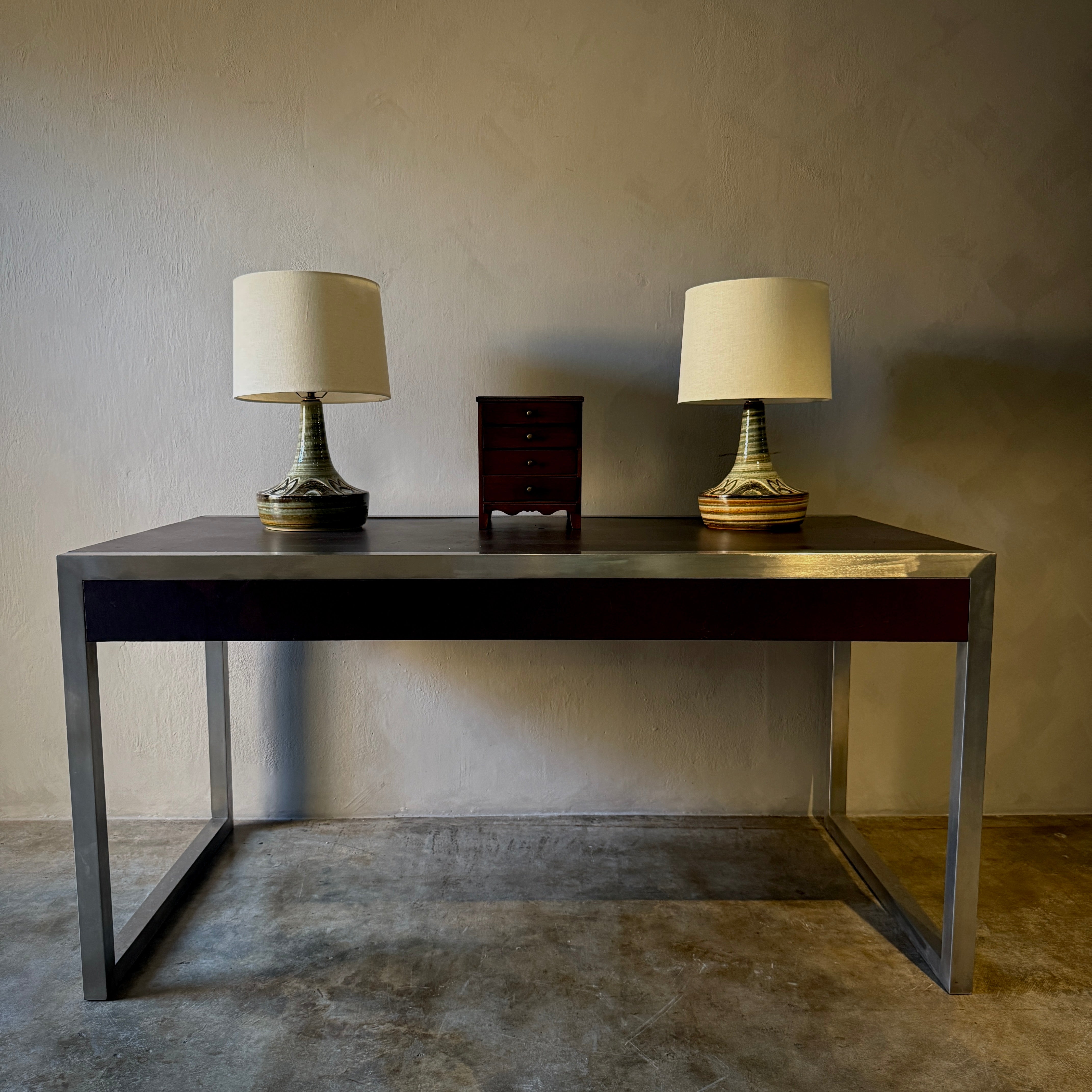 Metal and Leather Writing Table