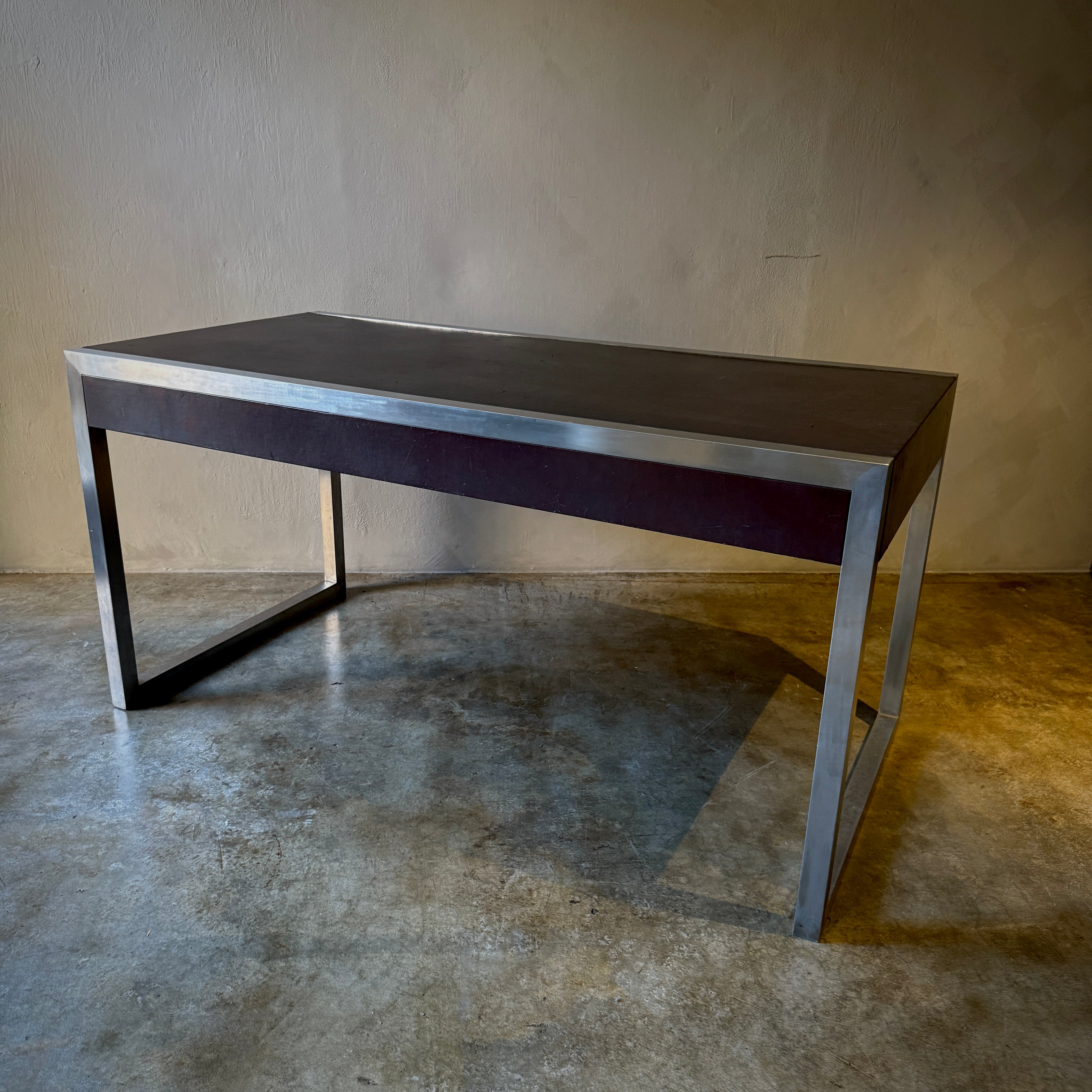 Metal and Leather Writing Table