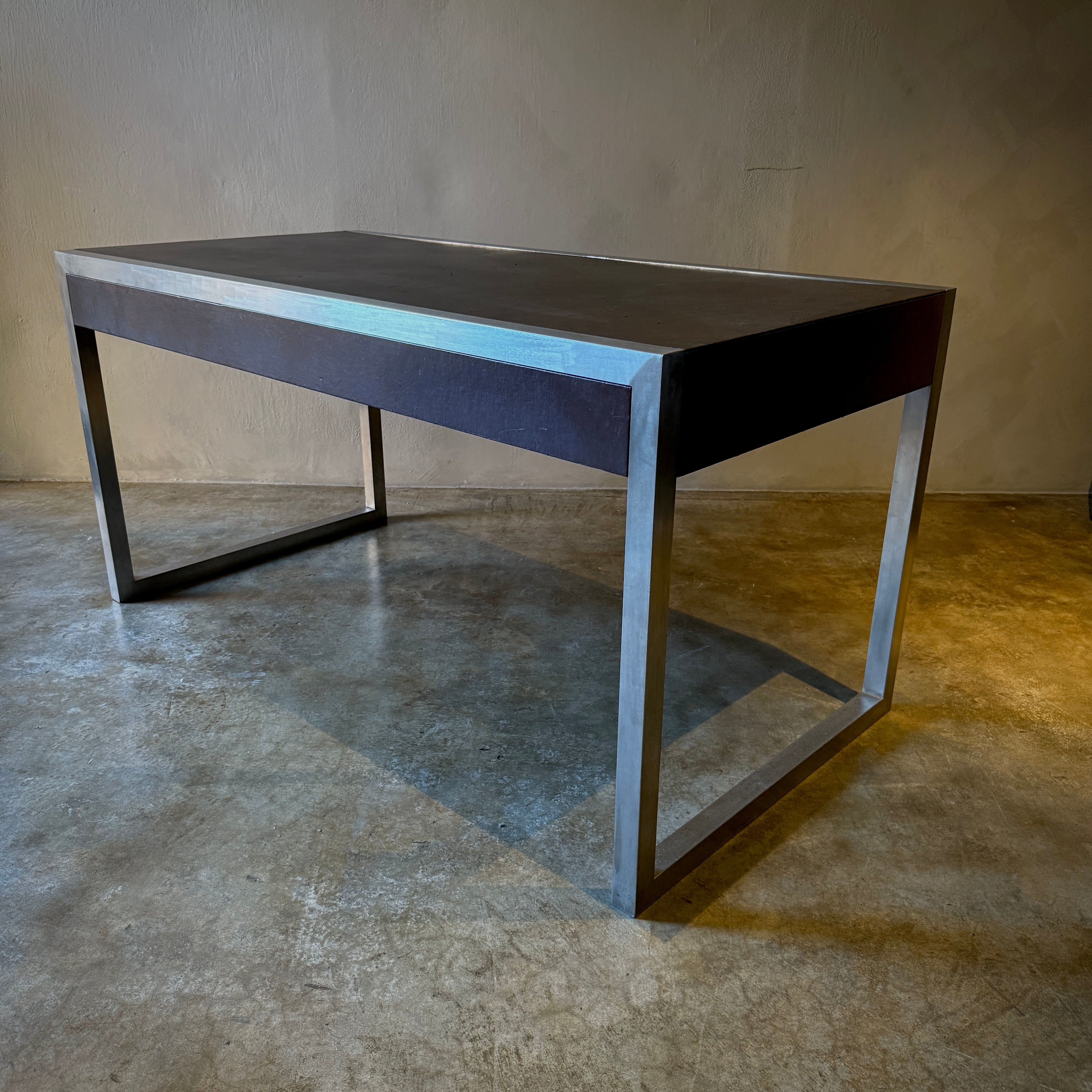 Metal and Leather Writing Table