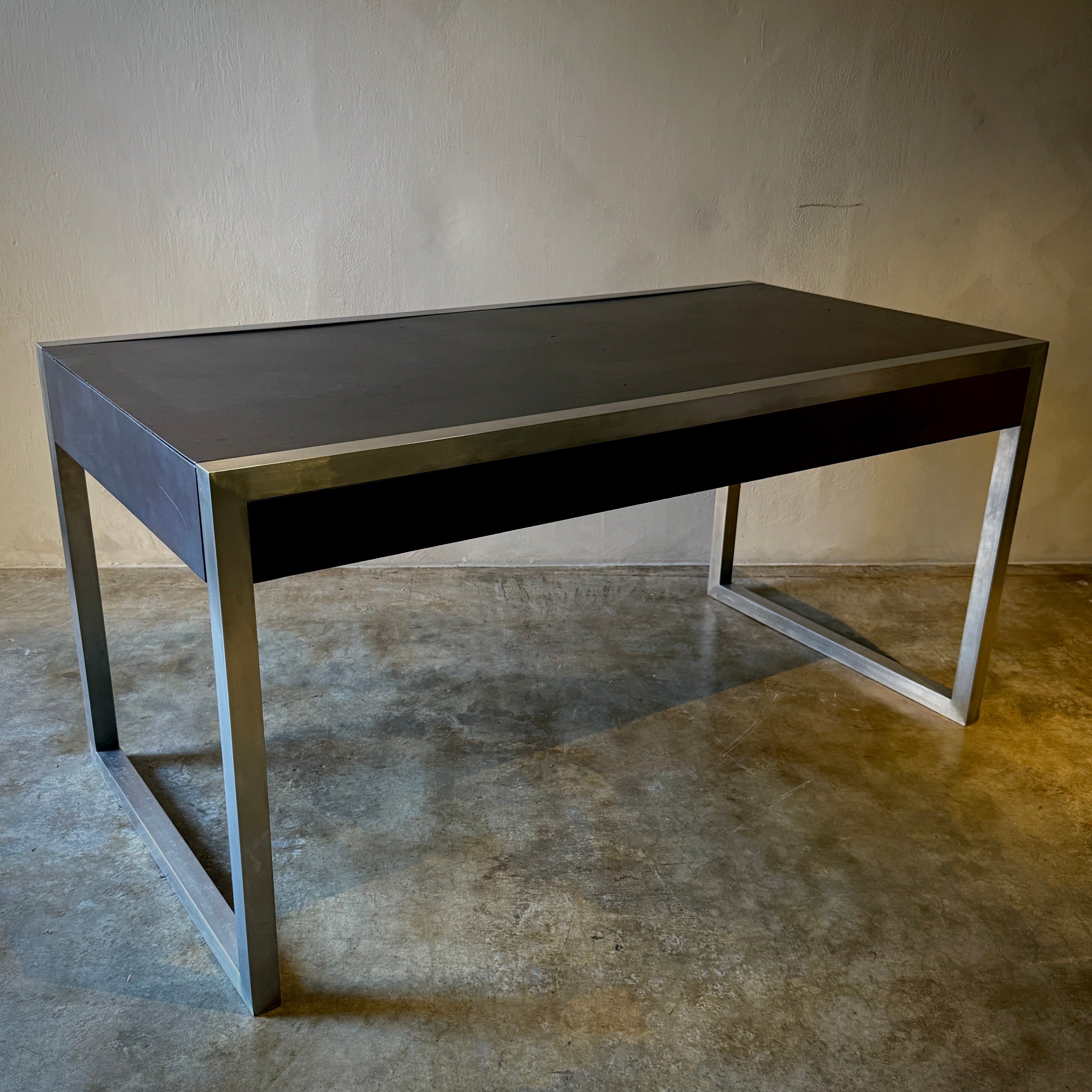 Metal and Leather Writing Table