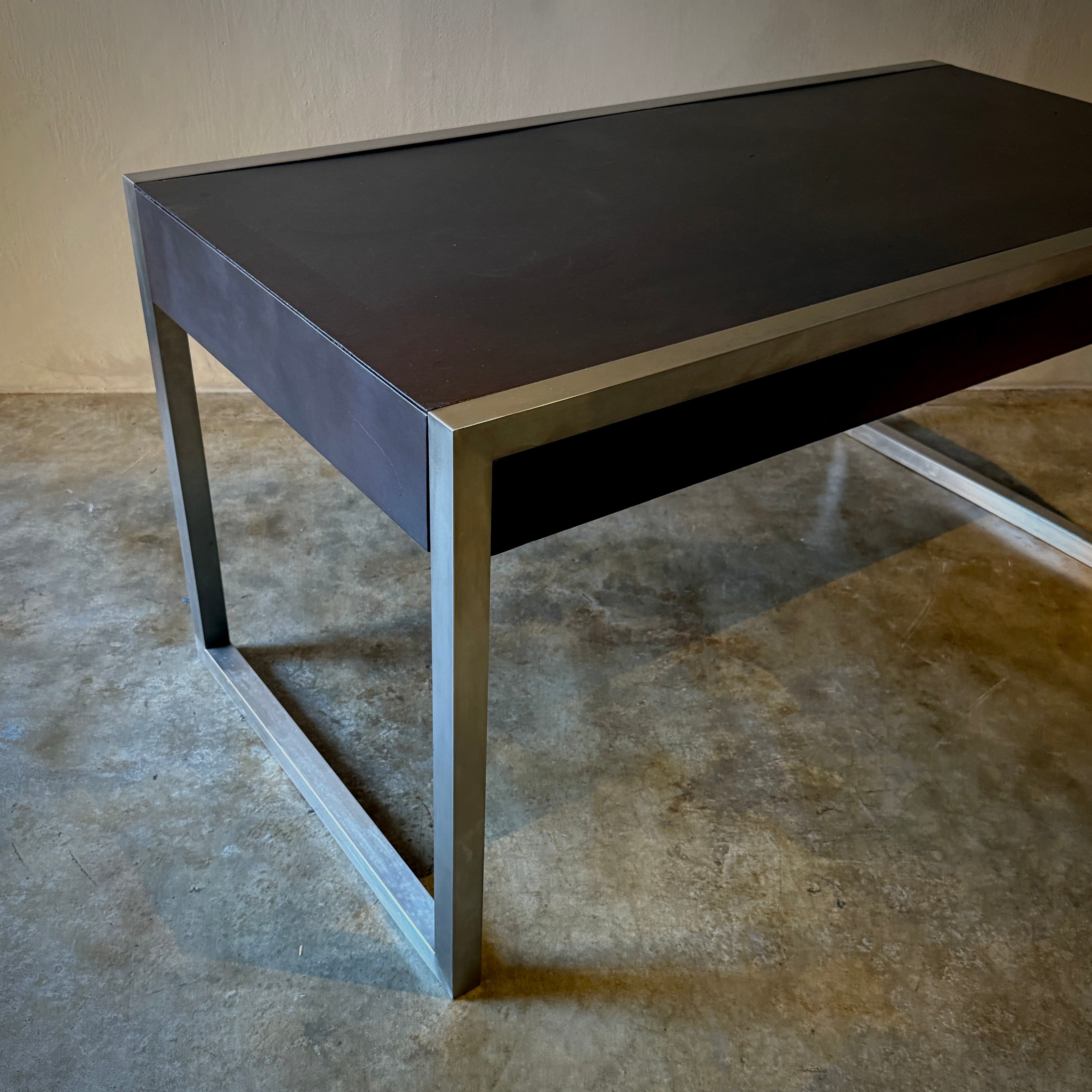 Metal and Leather Writing Table