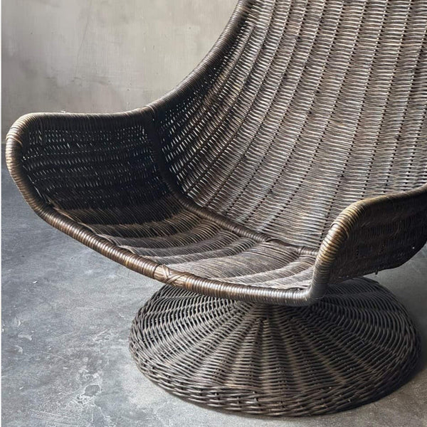 Large Rattan Swivel Lounge Chair