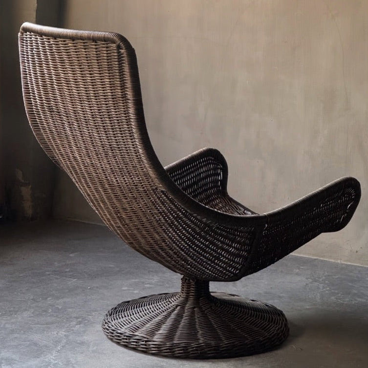 Large Rattan Swivel Lounge Chair
