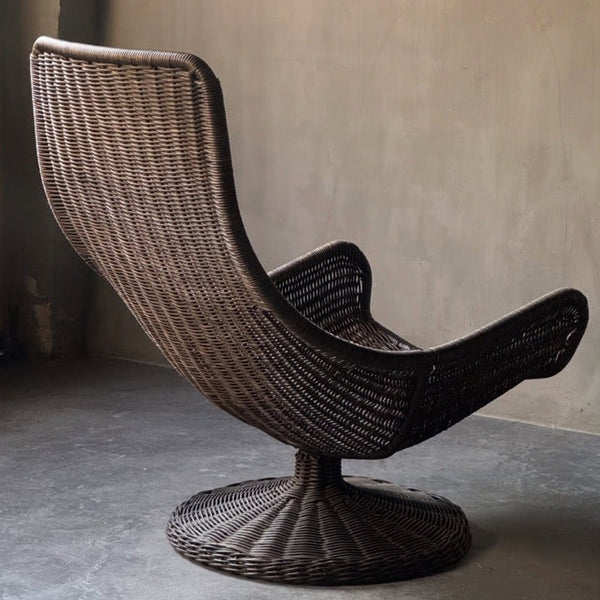 Large Rattan Swivel Lounge Chair