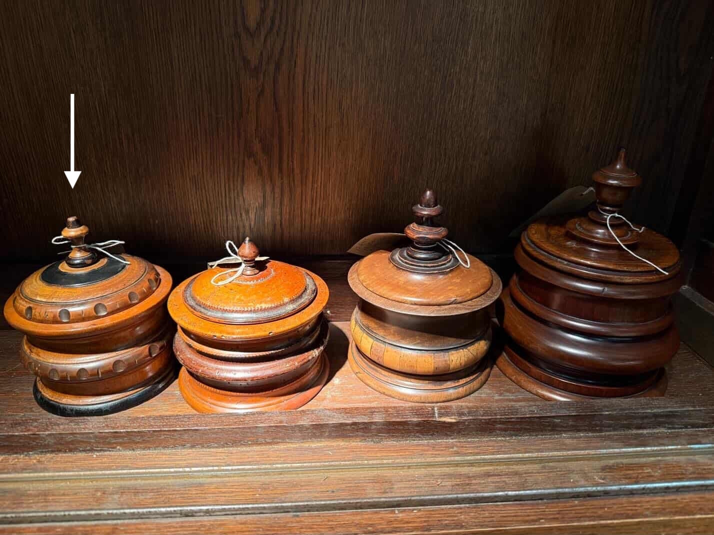 Turned Fruitwood Tobacco Jar with Carved Band Detail
