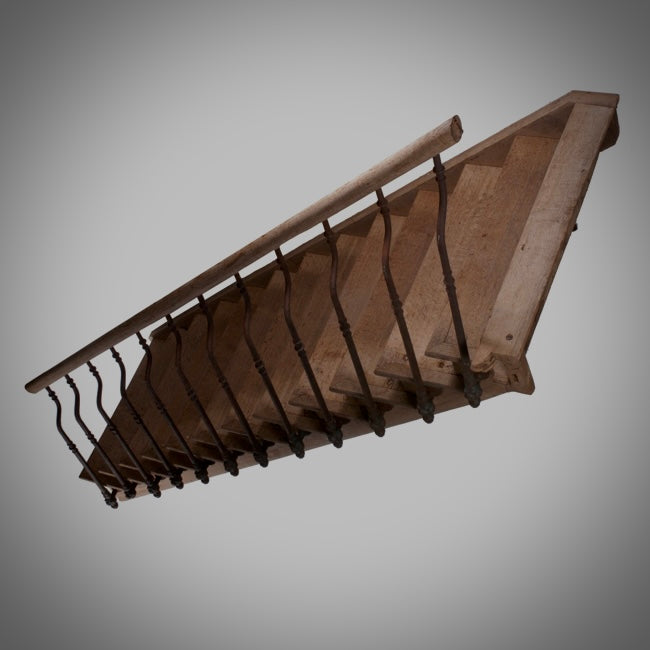 OAK STAIRS WITH CAST IRON RAIL