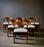 Set of Six Oak Dining Chairs by De Puydt