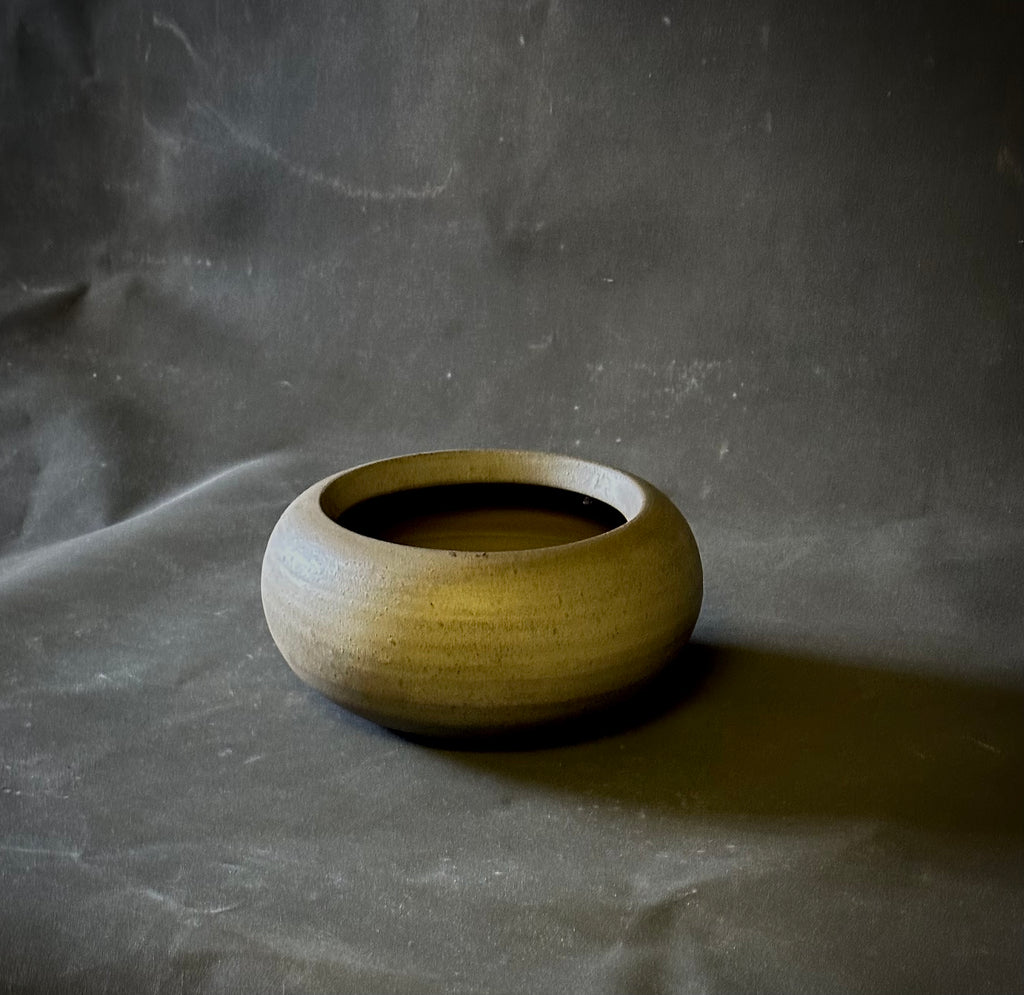 Round Gray Ceramic Vessel
