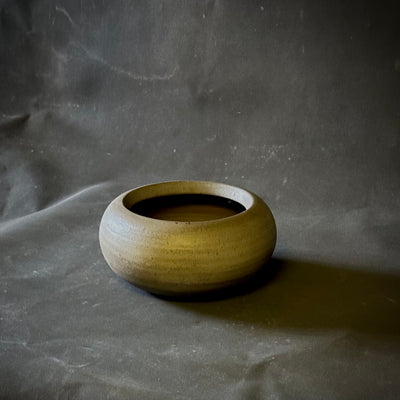 Round Gray Ceramic Vessel