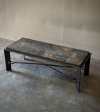 Lava Rock and Metal Table