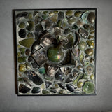 Midcentury Art Panel with Antique Glass Bottles