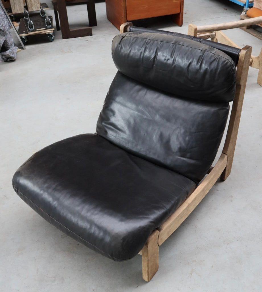 Pair of Wood and Leather Chairs